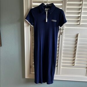 Adidas Blue Polo Midi Dress Casual Short Sleeve